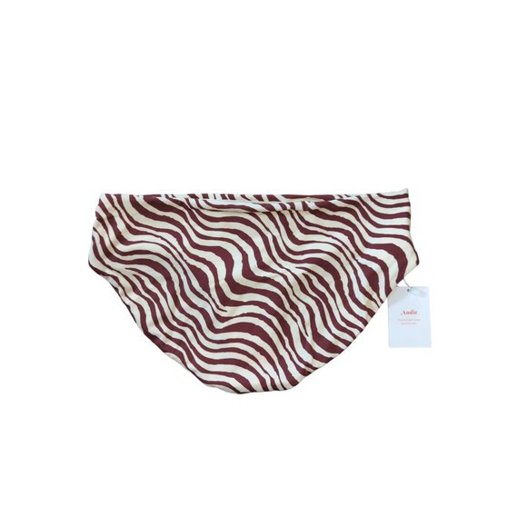 Andie Swim The Hipster Bottom Bias Striped Truffle Eco Nylon Size Medium - Picture 8 of 9